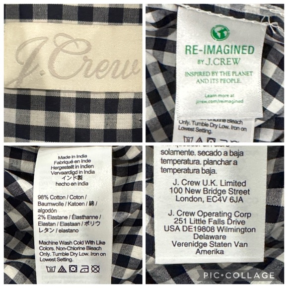 J. Crew Blue Black and White Gingham Ruffle Collar Shirtdress approx size 8 - Picture 11 of 14